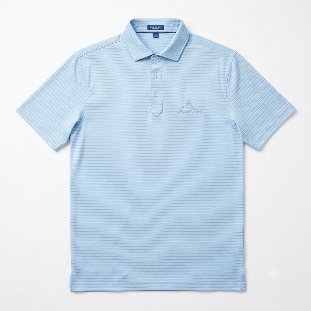 STITCH Performance Golf Polo Shirt Blue Stripe King & Prince Golf Mens Medium